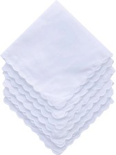 Plain White 100 Cotton Handkerchiefs with Scalloped Edge Hankies