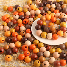 200Pcs Colored Wooden Beads round Brown Wood Bead Colorful Farmhouse Natural Woo
