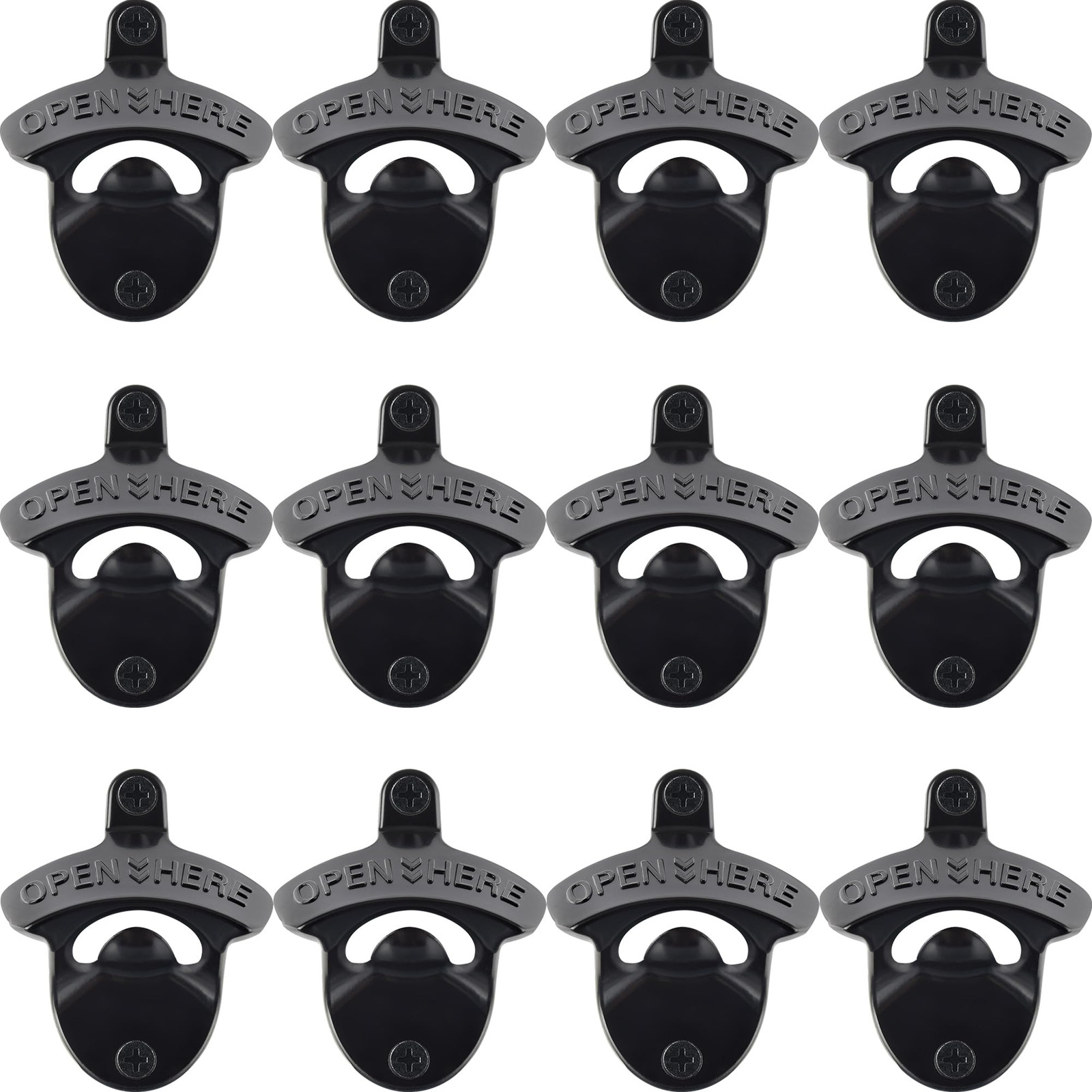 12 PCS Black Bottle Opener Wall Mounted Bulk, Stainless Screw in Wall Beer To...