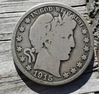 SILVER HALF DOLLAR CIRCULATED 1915D BARBER