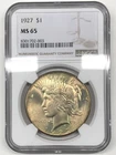 1927 P Peace Silver Dollar NGC MS-65 - nice golden tone