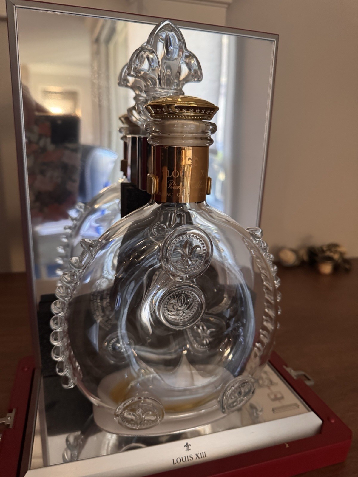 Empty Remy Martin Louis Xlll Bottle With Mirror case, 2 Tops, and Book