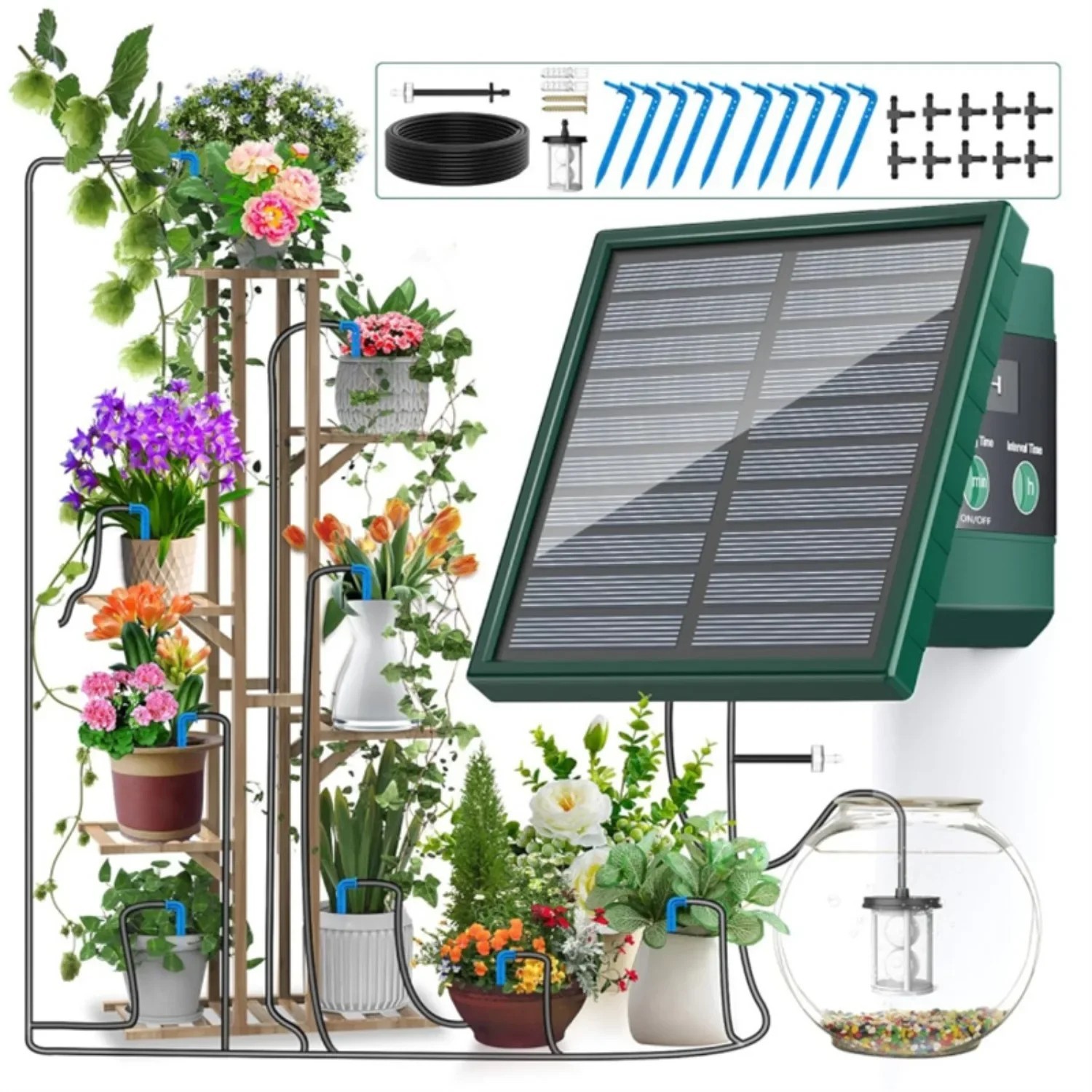 Système d'irrigation solaire de jardin pour des plantes vertes même en vacances