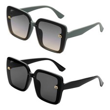 2pcs Sunglasses for Women Men, PC Fashion Sunglasses, Brown, Gray  Gray