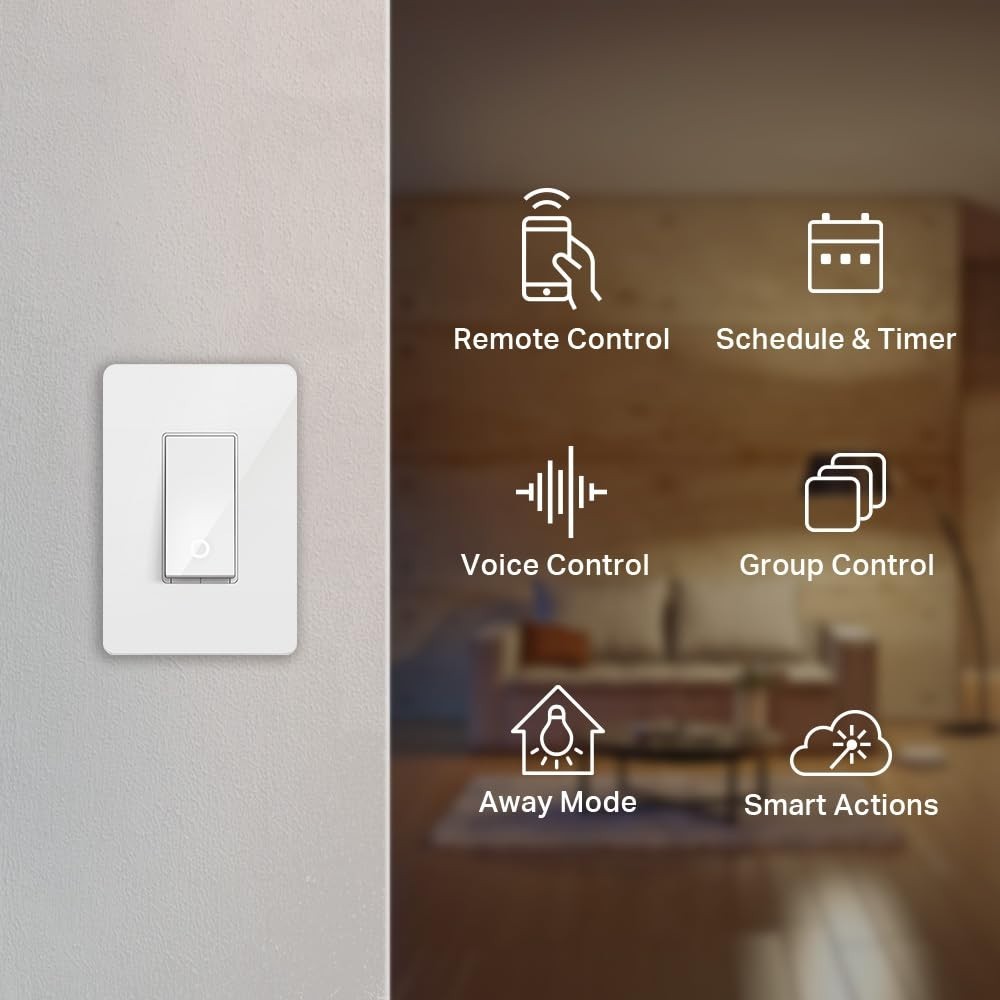 Kasa Smart Light Switch HS200, Single Pole, Needs Neutral Wire, 2.4GHz Wi-Fi Lig