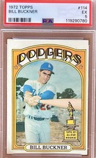 1972 Bill Buckner Rookie Card - Los Angeles Dodgers - PSA 5 (EX) - New!!. rookie card picture