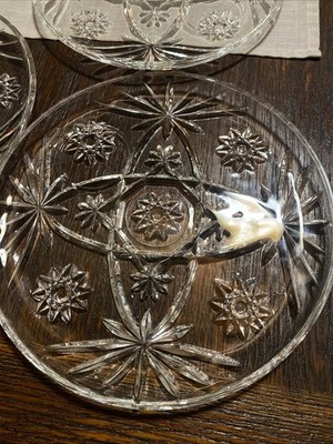 Vintage Set 3 Anchor Hocking EAPC Star of David 10  Party Dinner  Snack Plates