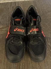 ASICS G605Y Throw Pro Track Field Shoes Black Flash Coral USA Men's Size 11.5