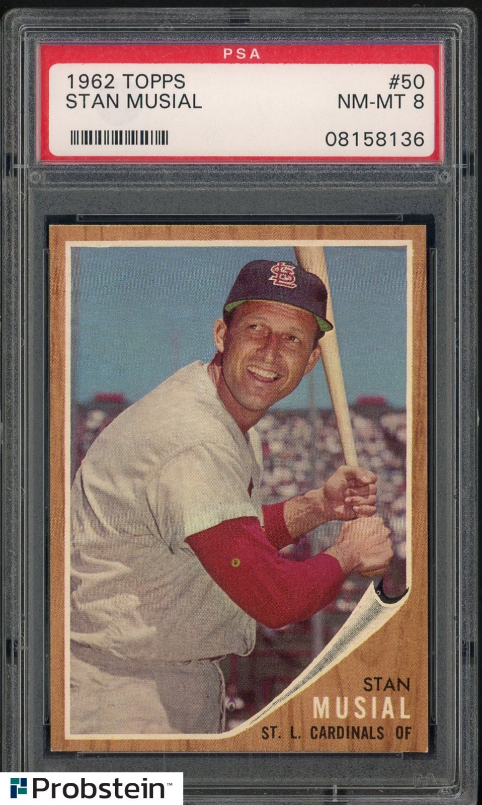 1962 Topps #50 Stan Musial St Louis Cardinals HOF PSA 8 NM-MT