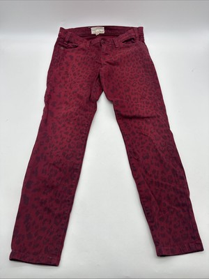 Current Elliot Jeans Size 27-0 Women Animals Print Red & Gray Logo In USA.#28614
