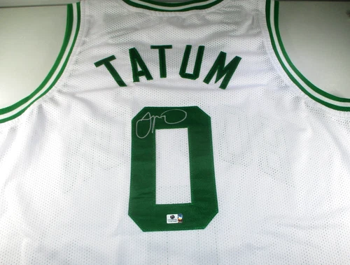 Jayson Tatum / Autographed Boston Celtics White Custom Basketball Jersey / COA