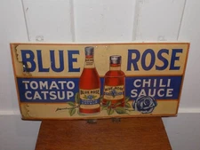 Vintage Blue Rose Tomato Catsup This Cardboard Paper Sign