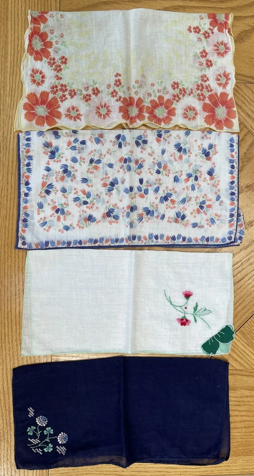 VINTAGE HANKIES HANDKERCHIEFS - LOT OF 16 - cloth tissues, reusable, antique - Image 2 of 4