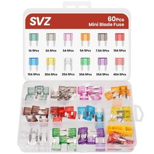 60Pcs Mini Car Fuse Kit, Automotive Fuses Assortment kit 1A/2A/3A/5A/7.5A/10A/15