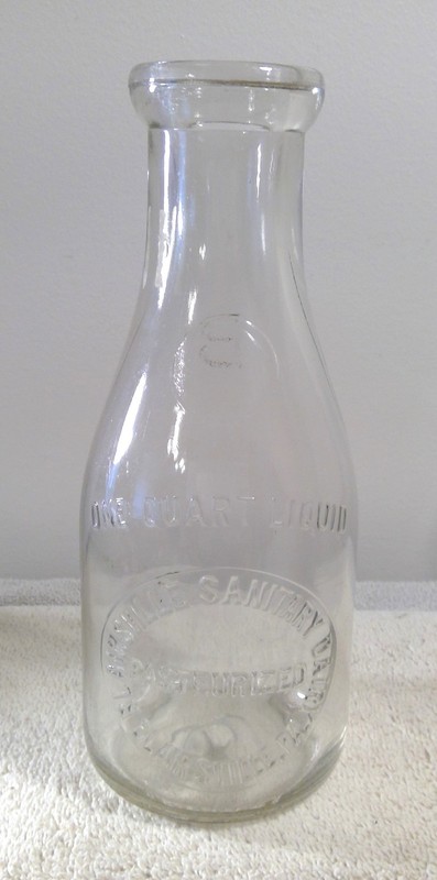 Vintage Blairsville Sanitary Dairy Quart Milk Bottle Blairsville, PA Clear Glass