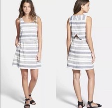 Madewell Striped Linen Mini Dress - Size 0 Preppy Nautical Summer Clean Girl