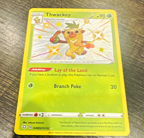 Pokemon TCG Thwackey SV005/SV122 Shining Fates Shiny Vault Shiny Holo Rare