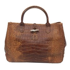 Longchamp ROZO Leather Tote Bag Croc Embossed...