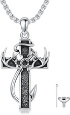 Sterling Silver Cross Urn Necklace for Ashes - Memorial Keepsake for Men