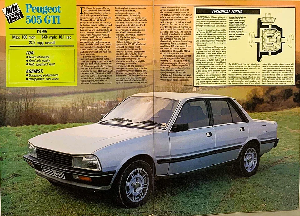 AUTOCAR MAGAZINE 07-APR-84 - Peugeot 505 GTi, Kougar Monza, Daihatsu Charade - Image 3 of 4