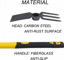 3 Sprongs Hoe Garden Rake with 15" Non-Slip Handle Tools for Digging - Image 4