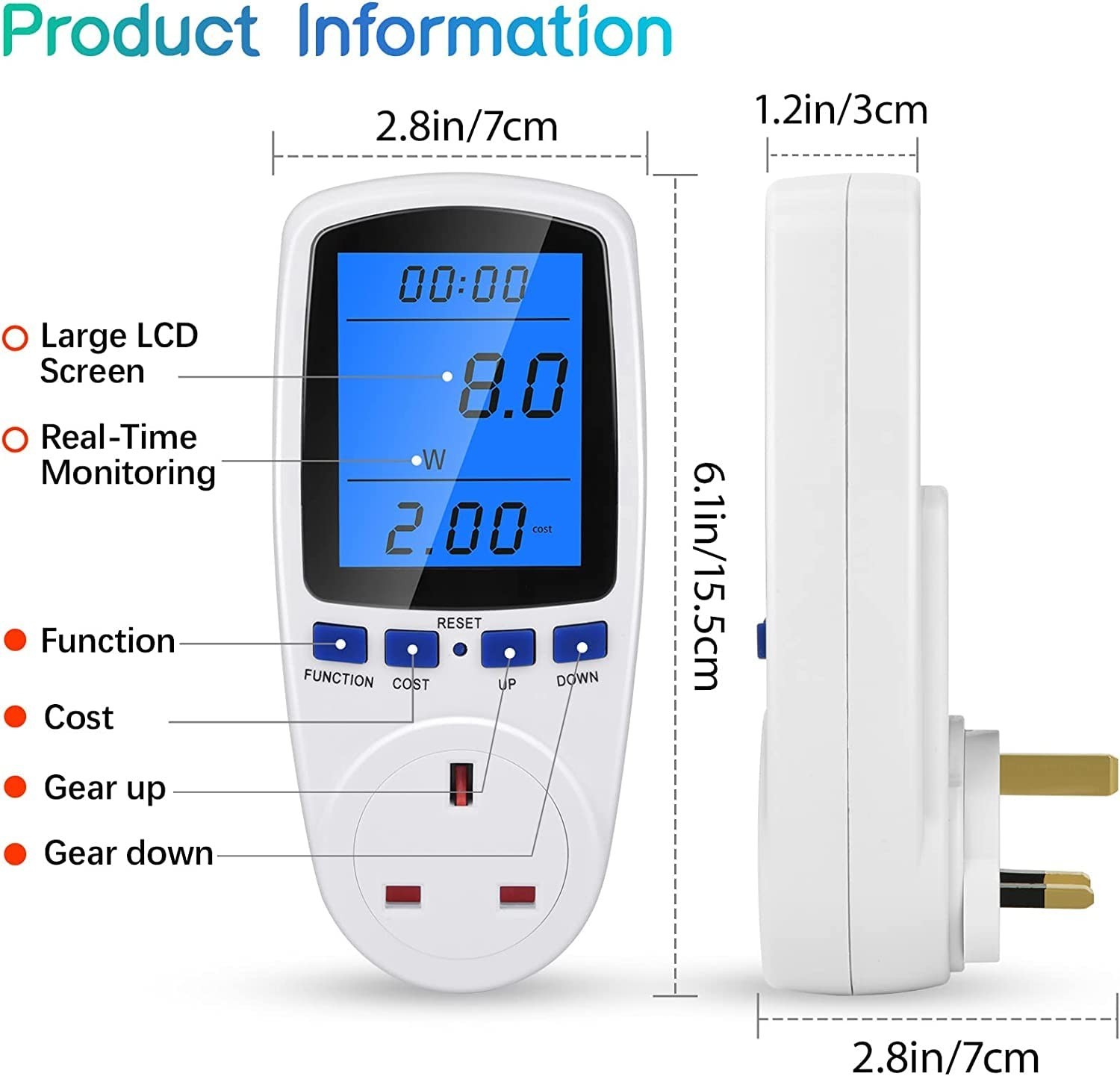 2-Pack Upgraded Watt Meter Power Meter Plug Home Electricity Usage Monitor (New)