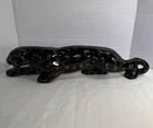 Black and Gold Spotted MCM Vintage Haeger Pottery Style Ceramic Panther - 21"