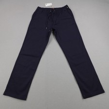 Quince Pants Mens Large Blue Chino Organic Cotton Blend Weekend Drawstring NEW