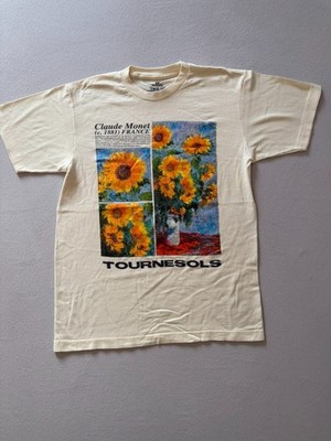 Claude Monet Tournesols Sunflowers Art Graphic T-Shirt Cream Size S
