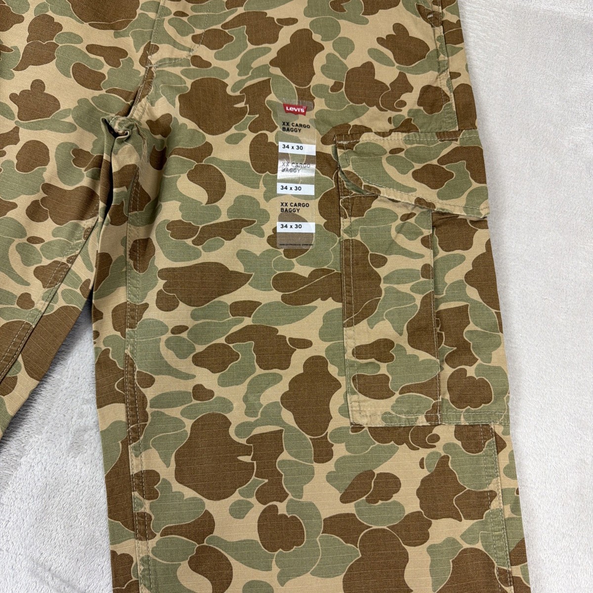 Levis XX Cargo Camouflage Baggy Pants Men's 34x30 Duck Camo