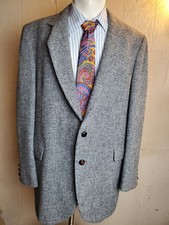 Harris Tweed Stafford Blazer Mens 46 Gray Textured Scottish Wool Handwoven