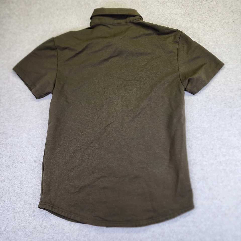 BYLT Premium Basics Lux Button Front Short Sleeve Shirt Men's S Green Drop Cut - Image 2 of 4