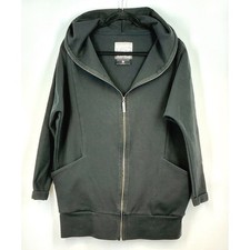 Kensie Hooded Zip Jacket M Black Oversized Pockets Athleisure Capsule Lagenlook