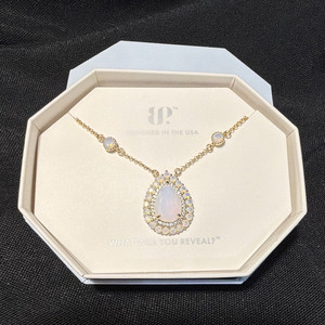 Authentic BP Lab-Created Moonstone Teardrop Pendant Necklace Gold Plated 18" NK64231