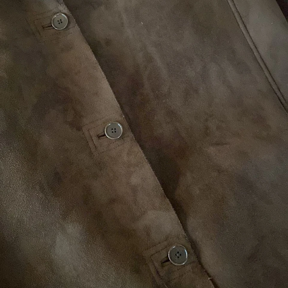 Abrigo Chaqueta Larga Forrada Sherpa Lands' End Penny Lane Imitación Gamuza Talla L Foto 3 de 4