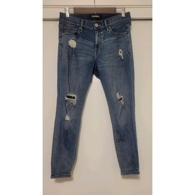 Express Mid Rise Ankle Legging Jeans Womens 8 Short Distressed Stretch Denim