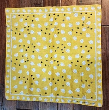 Bandana Paw Pint Yellow White Black 100% Cotton Made China Kerchief Hanky