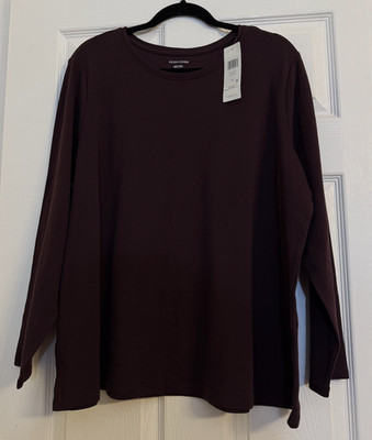 NWT $78 Eileen Fisher Organic Cotton Cassis Crew Nec Top 2X