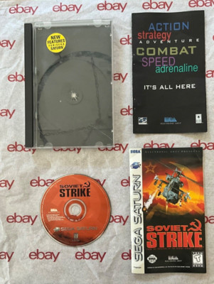 Soviet Strike (Sega Saturn, 1996) Complete! + EA Insert! Manual & Case! CIB!