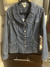 Christopher & Banks Stretch Denim Jean Jacket Blazer Women's Size Large Nwot