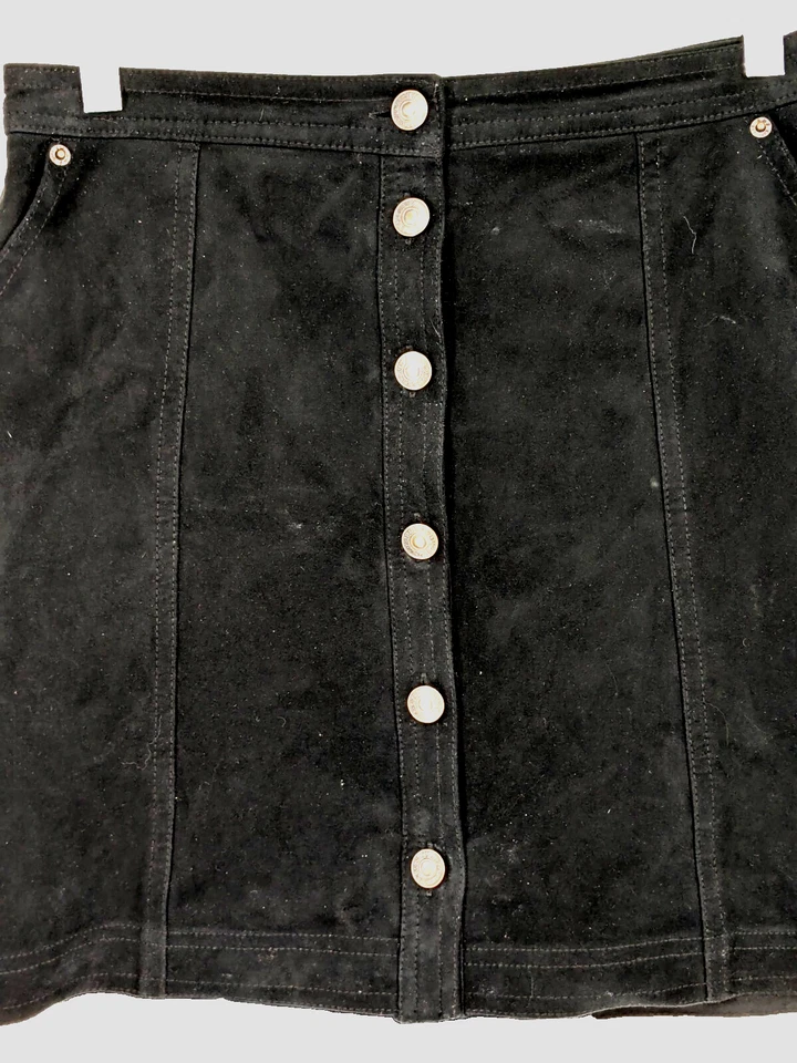 Abercrombie & Fitch Mini Skirt   S  Black Button Down Faux Suede 90's - Image 4 of 4