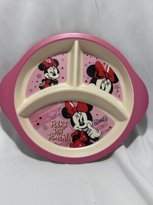 COLLECTIBLE WALT DISNEY MINNIE MOUSE BAMBOO FIBER SECTIONAL DINNERWARE PLATE.