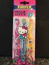 New Hello Kitty Firefly 3 Pack Toothbrush Set New Soft bristles