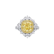 3.25 CT fancy yellow cushion yellow citrine double halo cluster Engagement Ring.