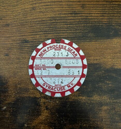 231J Transfer Case Assembly Tag