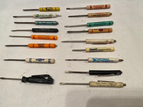 Vintage Promotional Advertising Pocket Miniature Screwdrivers Lot of 17