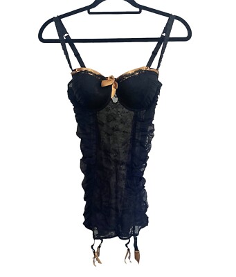 Aubade Lace Balconette Basque Womens Sexy Corset Black 32D