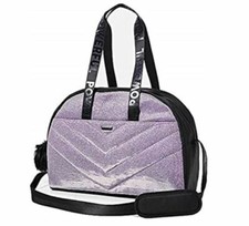 Justice Quilted Duffel Adjustable Duffle Shimmer Glitter Purple Sports Bag Zip