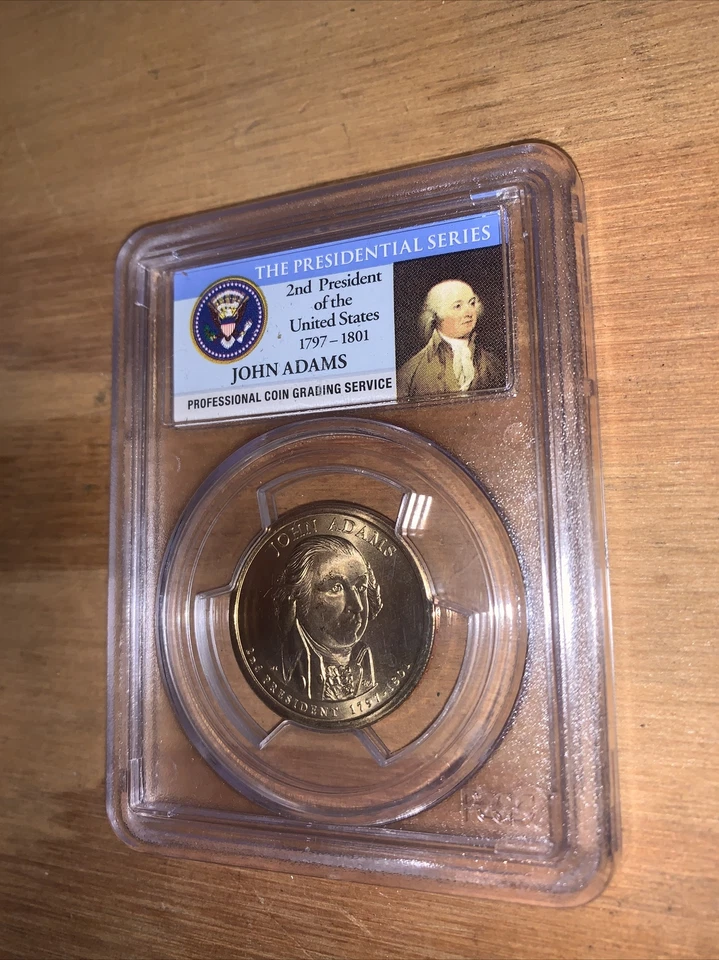 2007 PCGS MS67 John Adams Obverse Die Gouge  Mint Error Rare Satin Finish Pos. A - Image 4 of 4