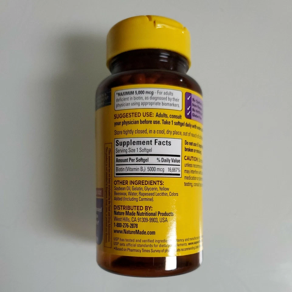 Biotina Nature Made 5000 mcg 120 unidades exp 06/2026+ Foto 2 de 2